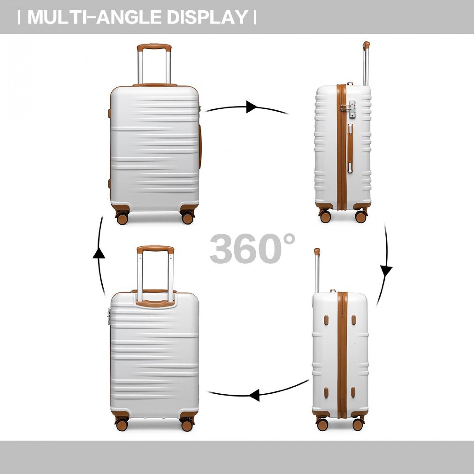 British Traveller 3 Pcs Set Durable Polycarbonate and ABS Hard Shell Suitcase With TSA Lock (K2391L) - White