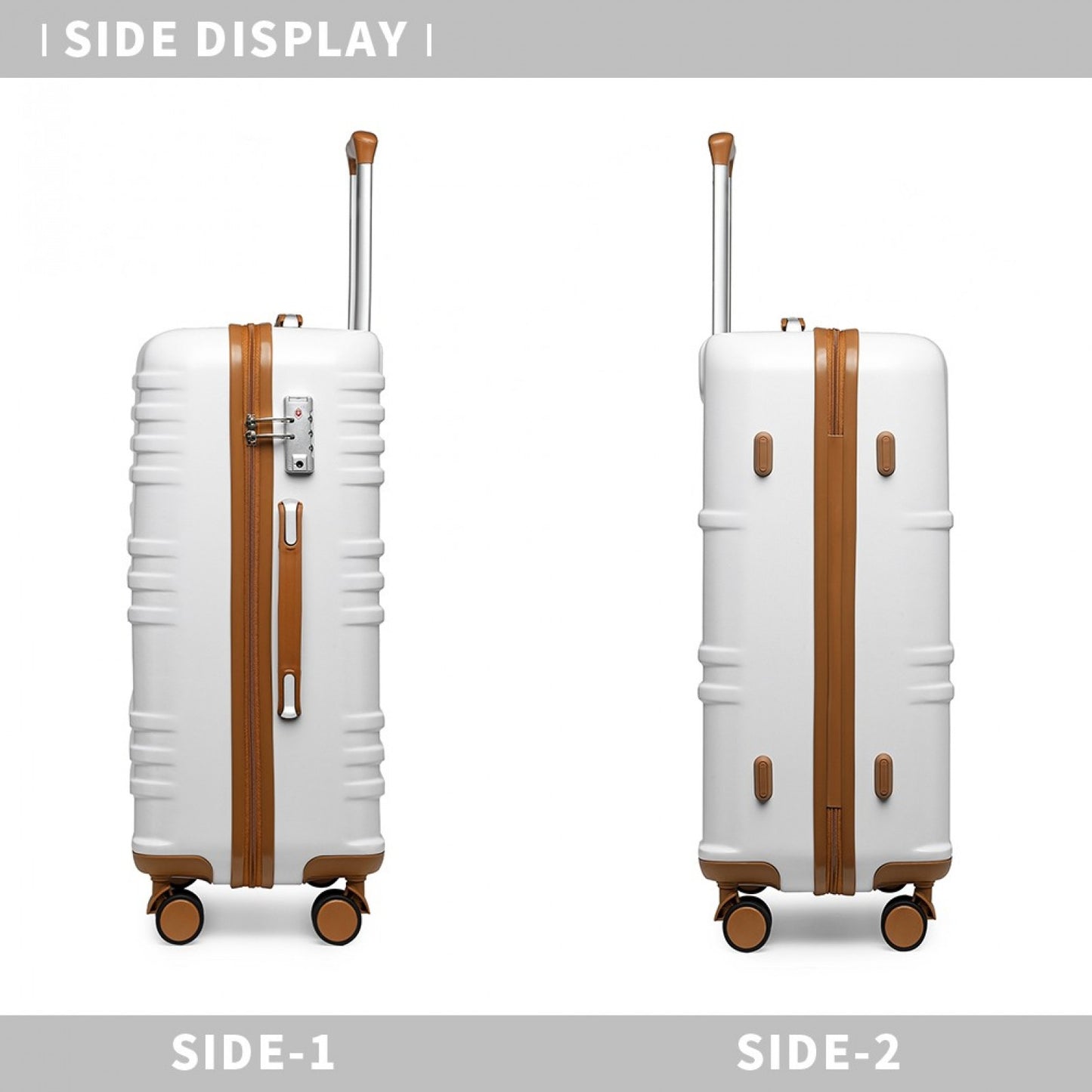 British Traveller Durable Polycarbonate and ABS Hard Shell Suitcase With TSA Lock (K2391L) - White