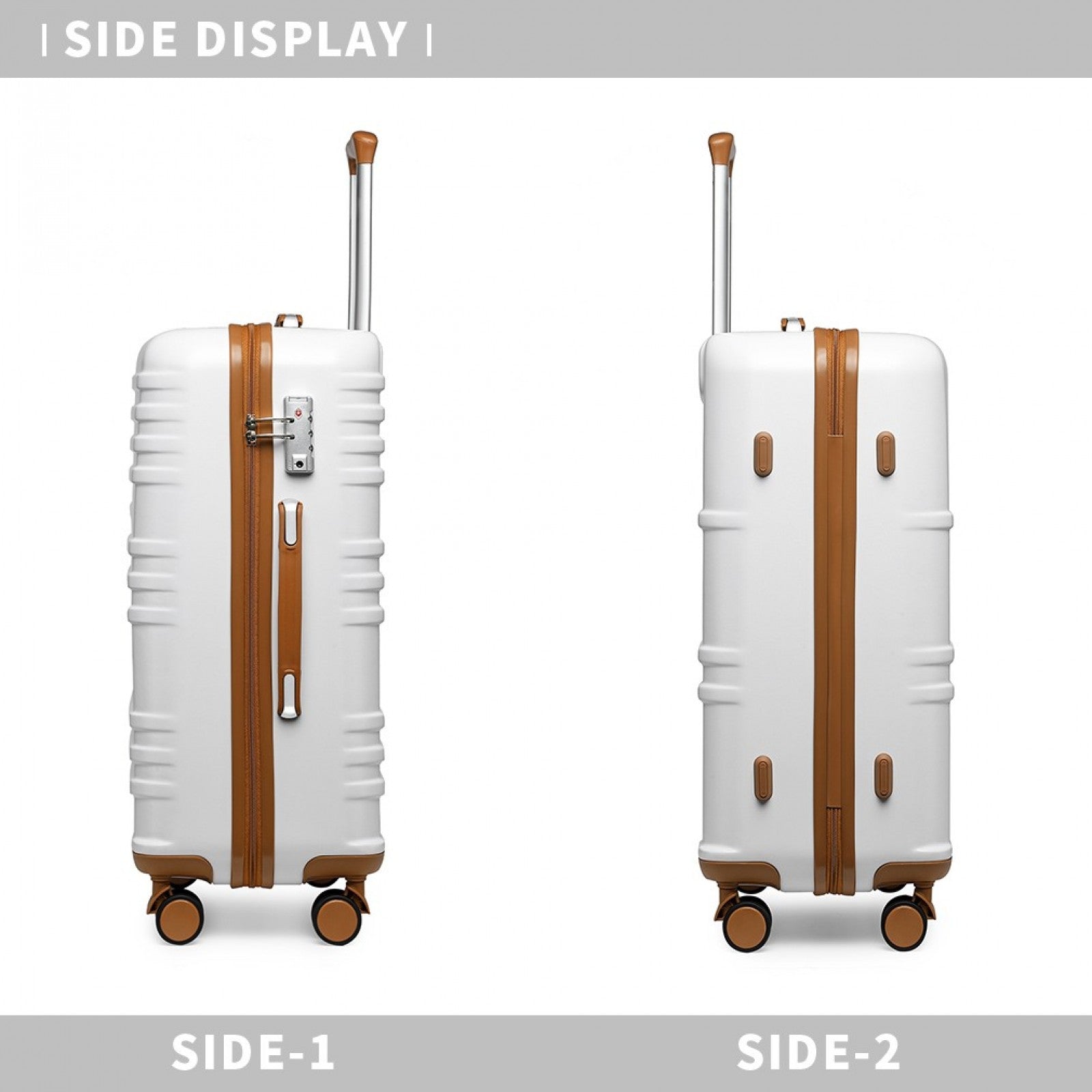 British Traveller Durable Polycarbonate and ABS Hard Shell Suitcase With TSA Lock (K2391L) - White