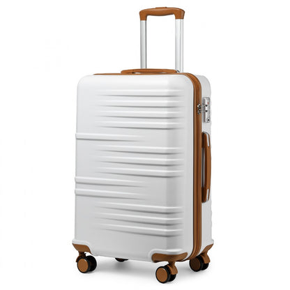 British Traveller Durable Polycarbonate and ABS Hard Shell Suitcase With TSA Lock (K2391L) - White