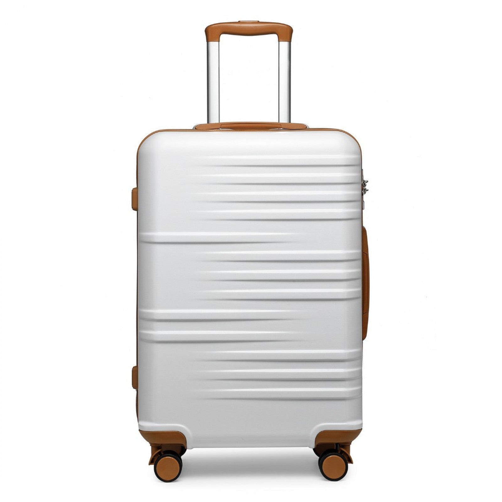 British Traveller Durable Polycarbonate and ABS Hard Shell Suitcase With TSA Lock (K2391L) - White