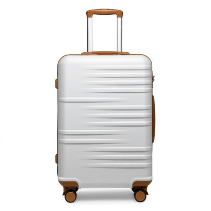 British Traveller Durable Polycarbonate and ABS Hard Shell Suitcase With TSA Lock (K2391L) - White
