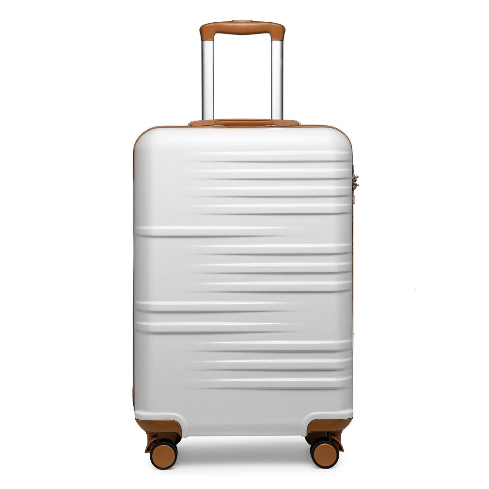 British Traveller Durable Polycarbonate and ABS Hard Shell Suitcase With TSA Lock (K2391L) - White