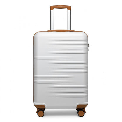 British Traveller Durable Polycarbonate and ABS Hard Shell Suitcase With TSA Lock (K2391L) - White