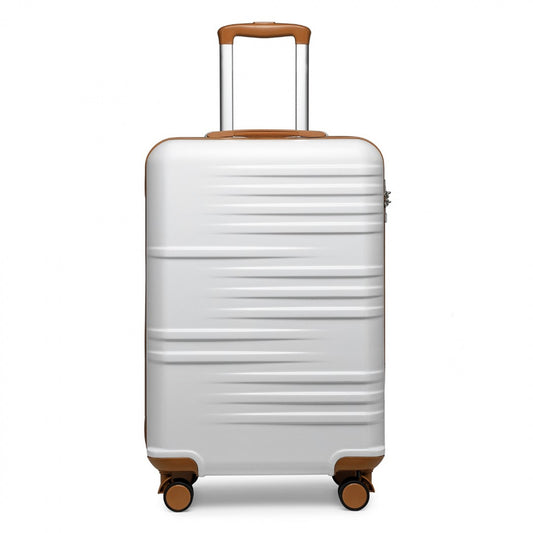 British Traveller Durable Polycarbonate and ABS Hard Shell Suitcase With TSA Lock (K2391L) - White