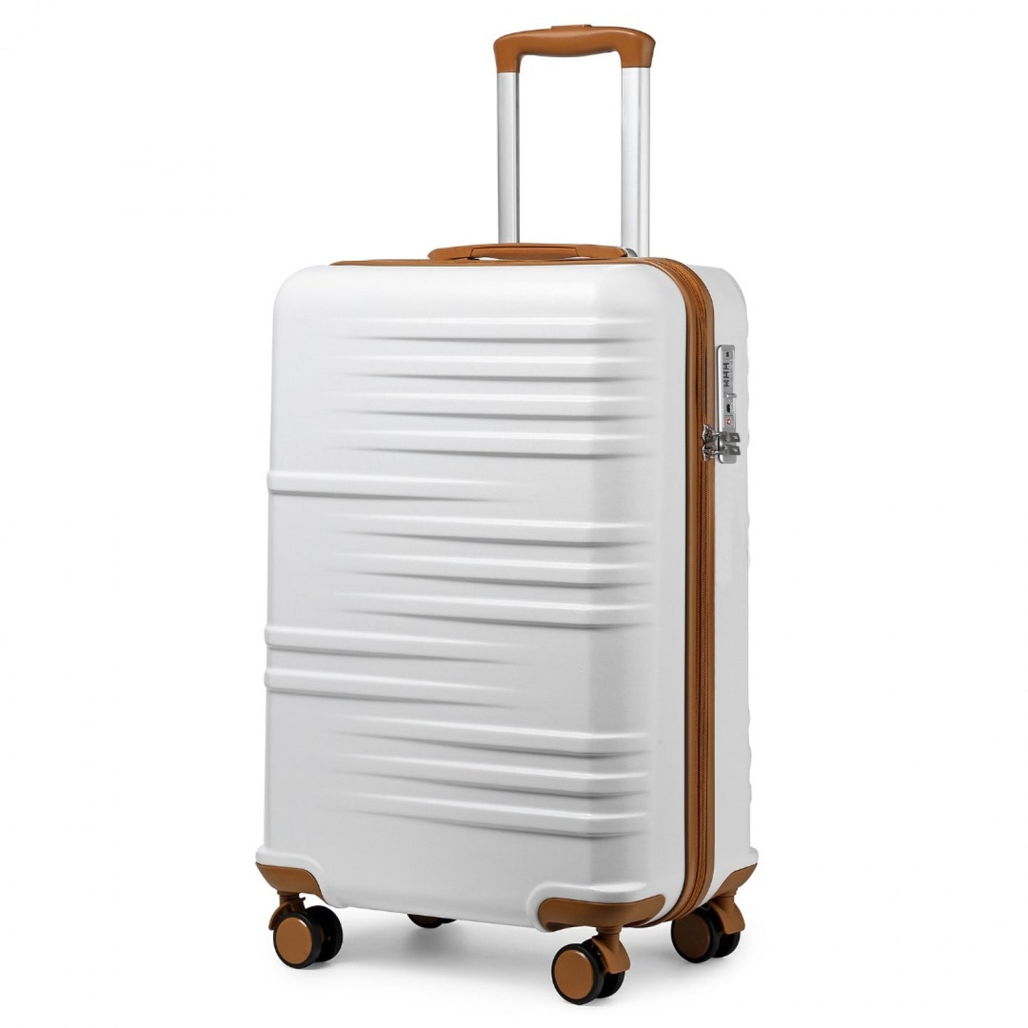 British Traveller Durable Polycarbonate and ABS Hard Shell Suitcase With TSA Lock (K2391L) - White