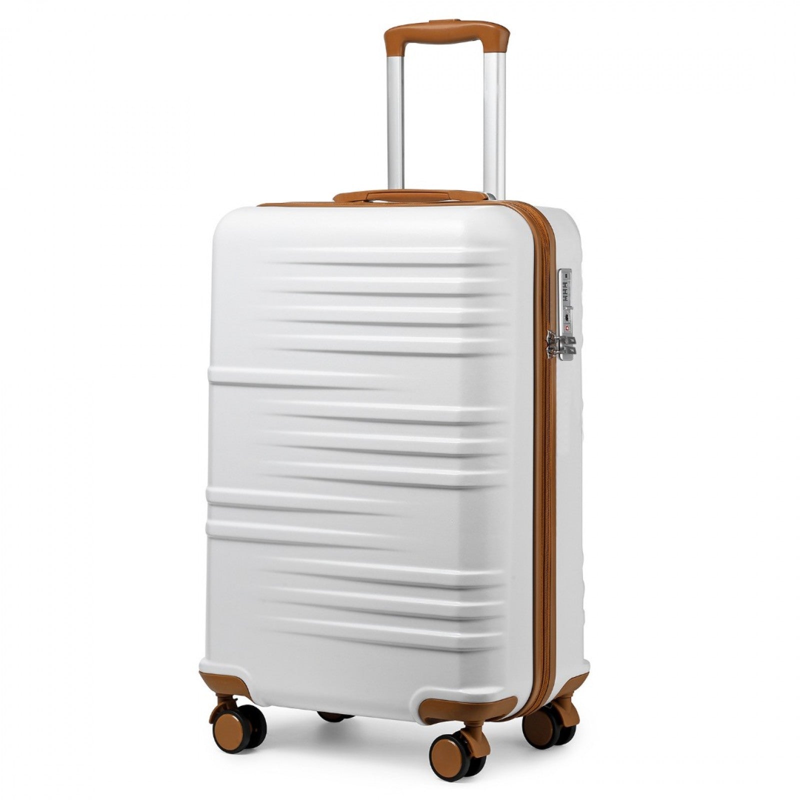 British Traveller Durable Polycarbonate and ABS Hard Shell Suitcase With TSA Lock (K2391L) - White