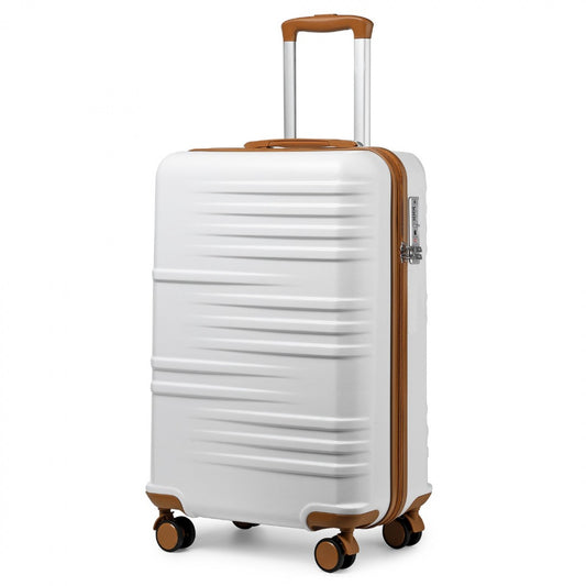 British Traveller Durable Polycarbonate and ABS Hard Shell Suitcase With TSA Lock (K2391L) - White