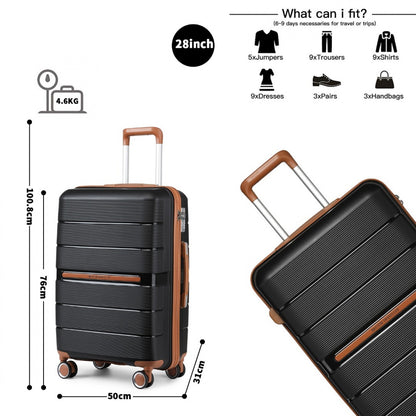 British Traveller Multi-Texture Polypropylene Hard Shell Suitcase With TSA Lock (K2392L) - Black