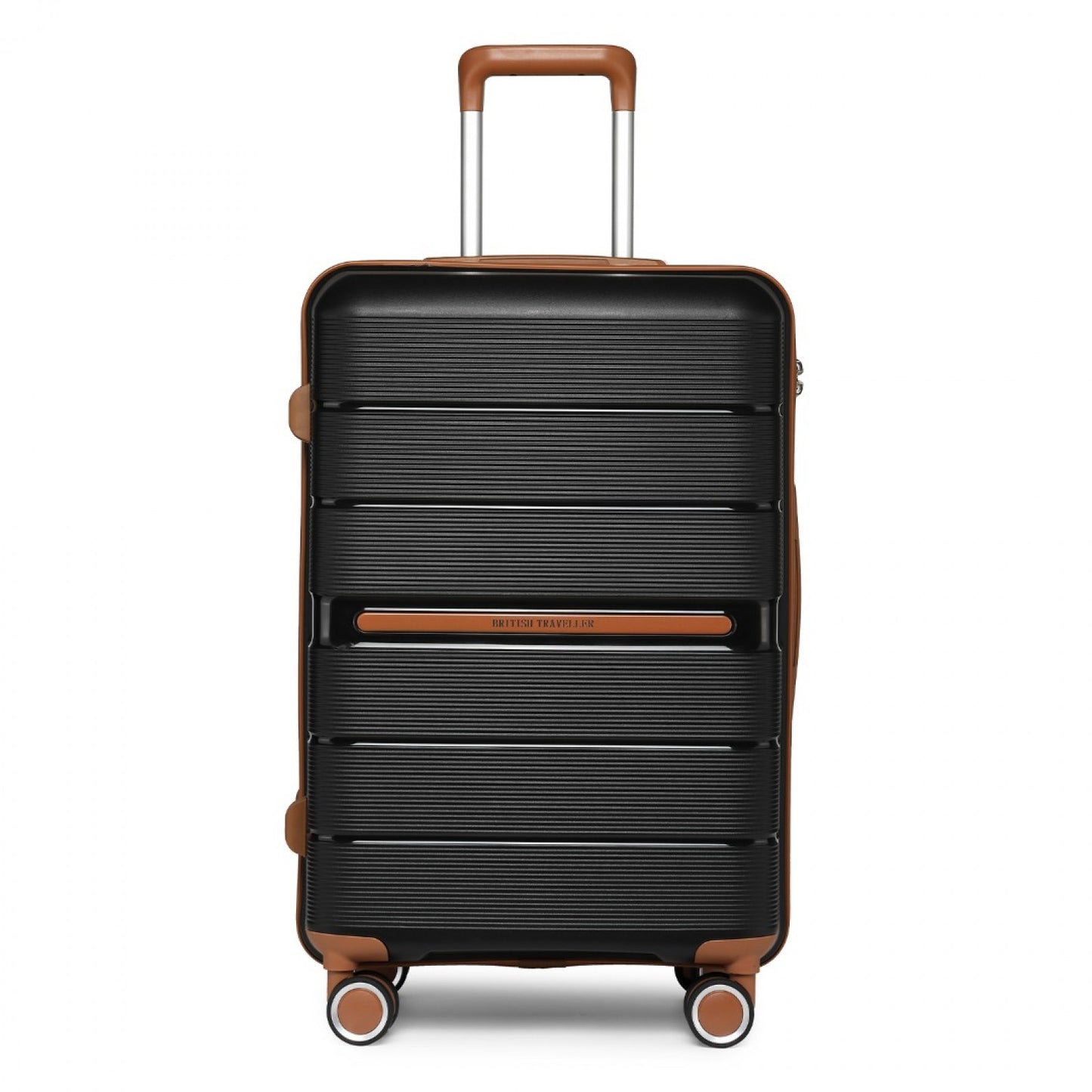 British Traveller Multi-Texture Polypropylene Hard Shell Suitcase With TSA Lock (K2392L) - Black