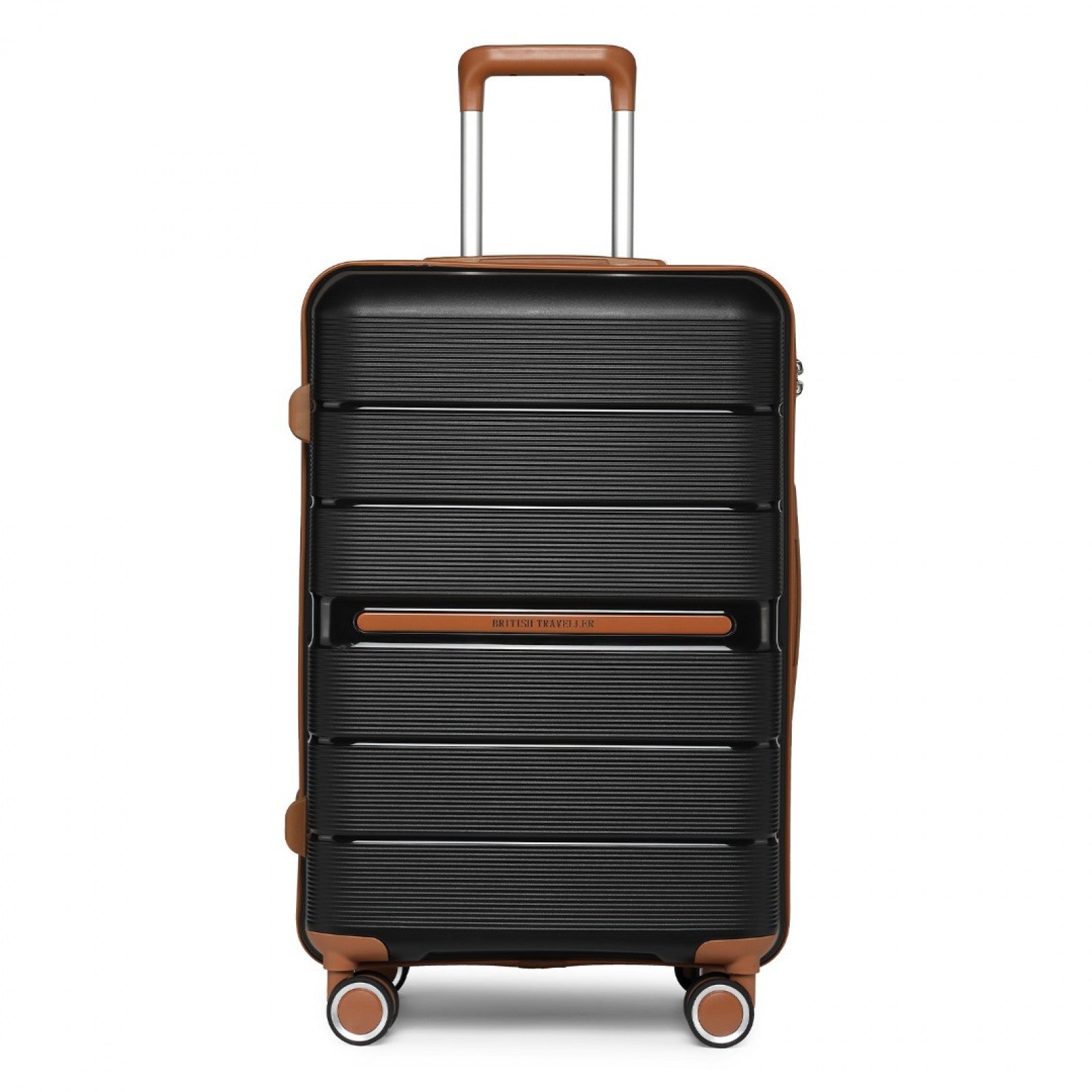 British Traveller Multi-Texture Polypropylene Hard Shell Suitcase With TSA Lock (K2392L) - Black