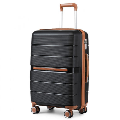 British Traveller Multi-Texture Polypropylene Hard Shell Suitcase With TSA Lock (K2392L) - Black