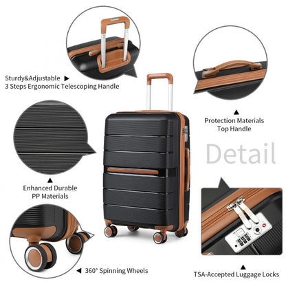 British Traveller Multi-Texture Polypropylene Hard Shell Suitcase With TSA Lock (K2392L) - Black