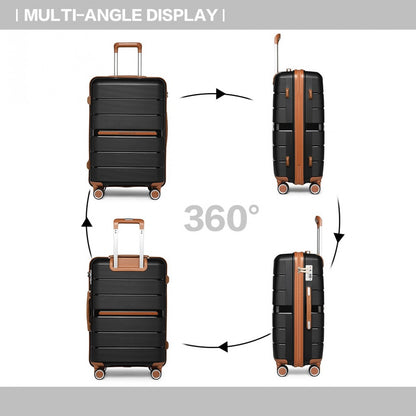 British Traveller Multi-Texture Polypropylene Hard Shell Suitcase With TSA Lock (K2392L) - Black