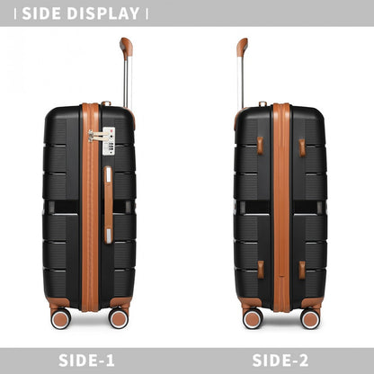 British Traveller Multi-Texture Polypropylene Hard Shell Suitcase With TSA Lock (K2392L) - Black