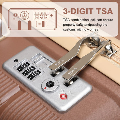 British Traveller Multi-Texture Polypropylene Hard Shell Suitcase With TSA Lock (K2392L) - Brown & Apricot
