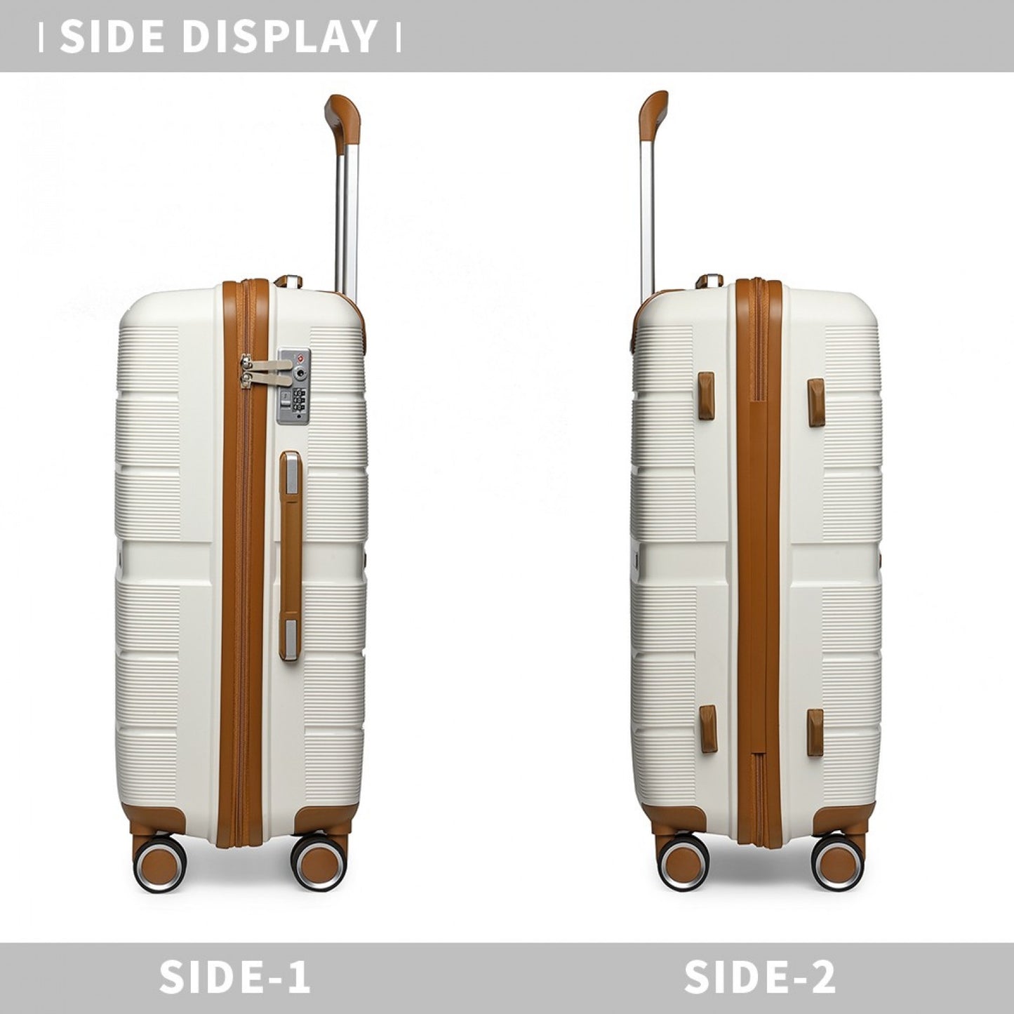 British Traveller Multi-Texture Polypropylene Hard Shell Suitcase With TSA Lock (K2392L) - Cream