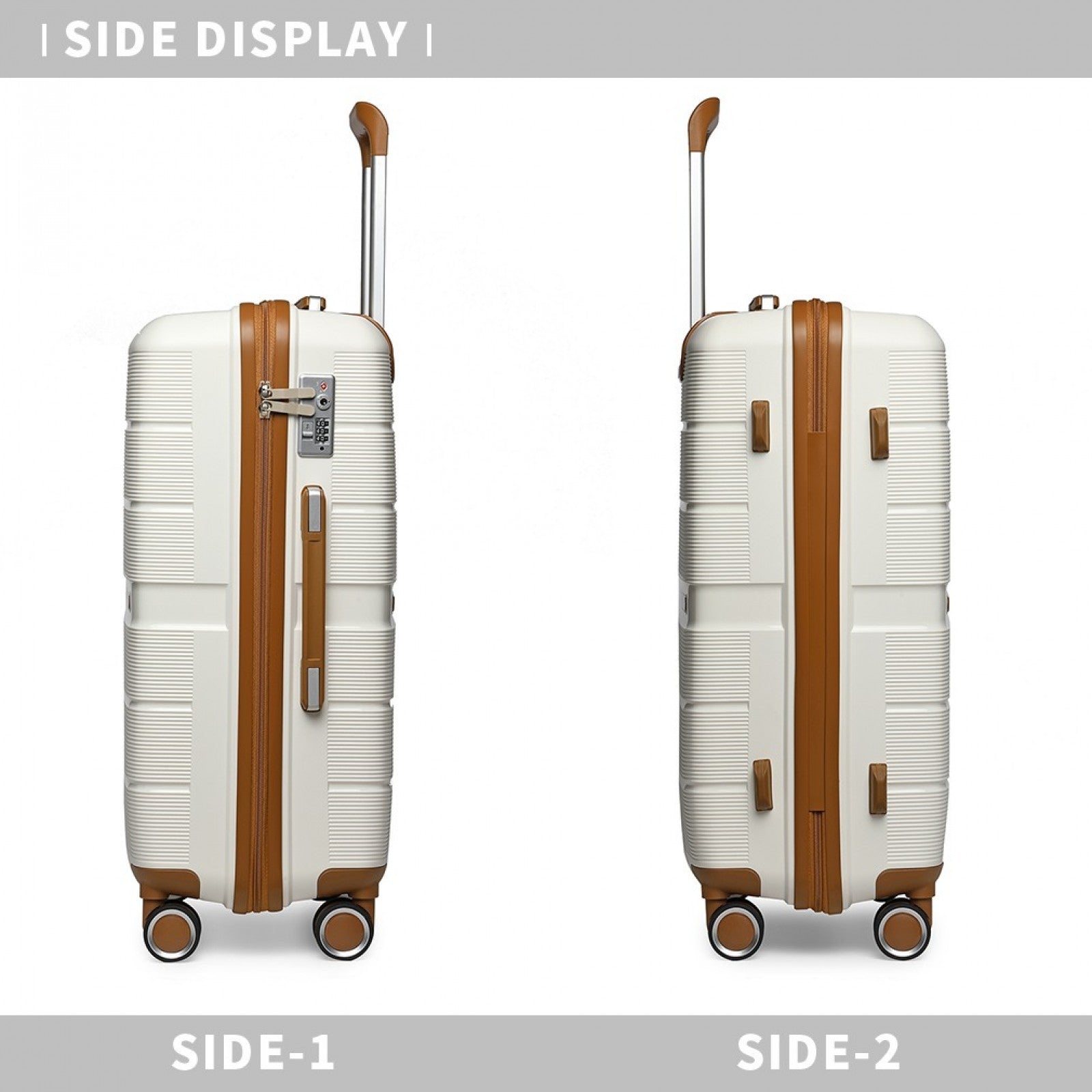 British Traveller Multi-Texture Polypropylene Hard Shell Suitcase With TSA Lock (K2392L) - Cream