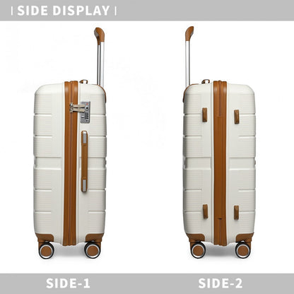 British Traveller Multi-Texture Polypropylene Hard Shell Suitcase With TSA Lock (K2392L) - Cream