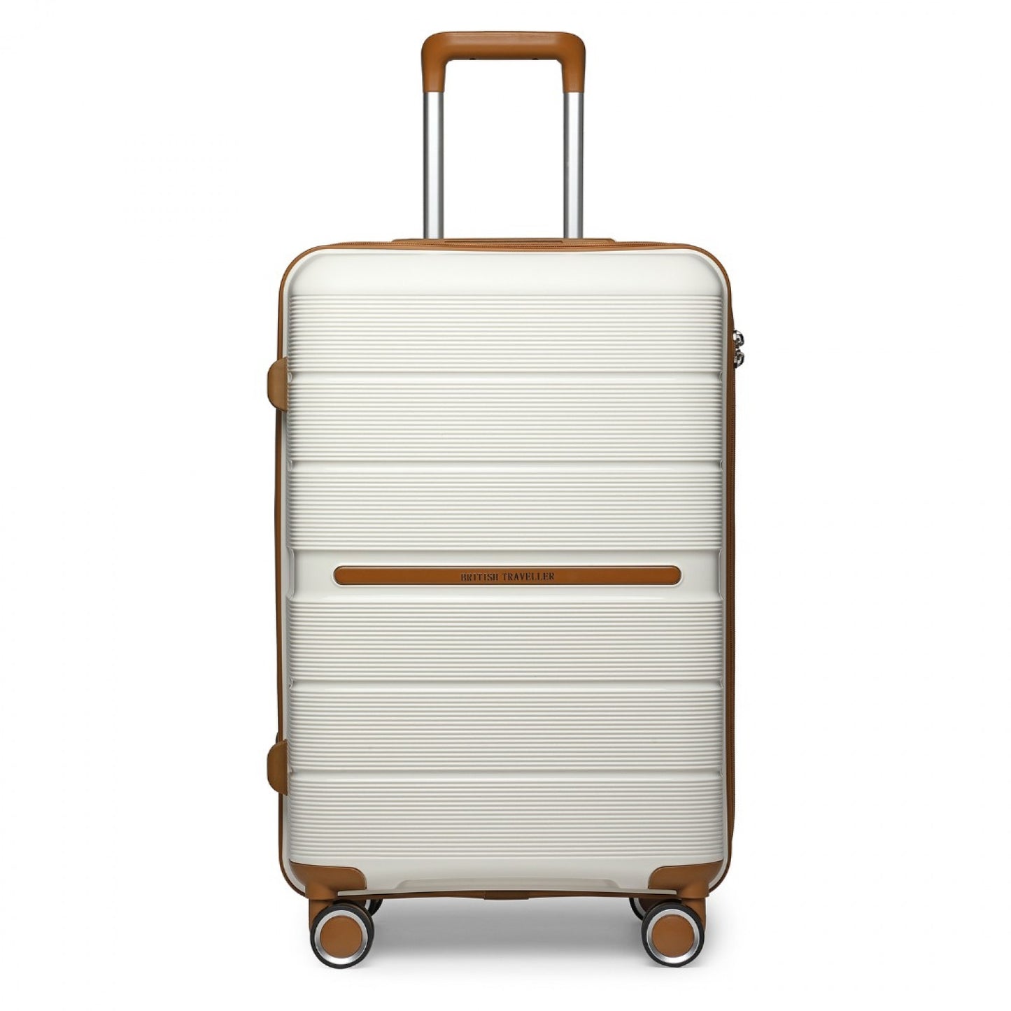 British Traveller Multi-Texture Polypropylene Hard Shell Suitcase With TSA Lock (K2392L) - Cream