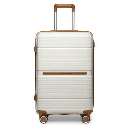 British Traveller Multi-Texture Polypropylene Hard Shell Suitcase With TSA Lock (K2392L) - Cream