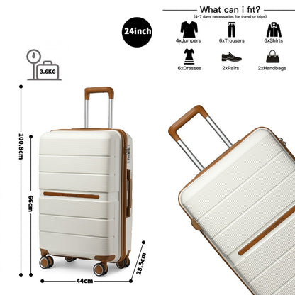 British Traveller Multi-Texture Polypropylene Hard Shell Suitcase With TSA Lock (K2392L) - Cream