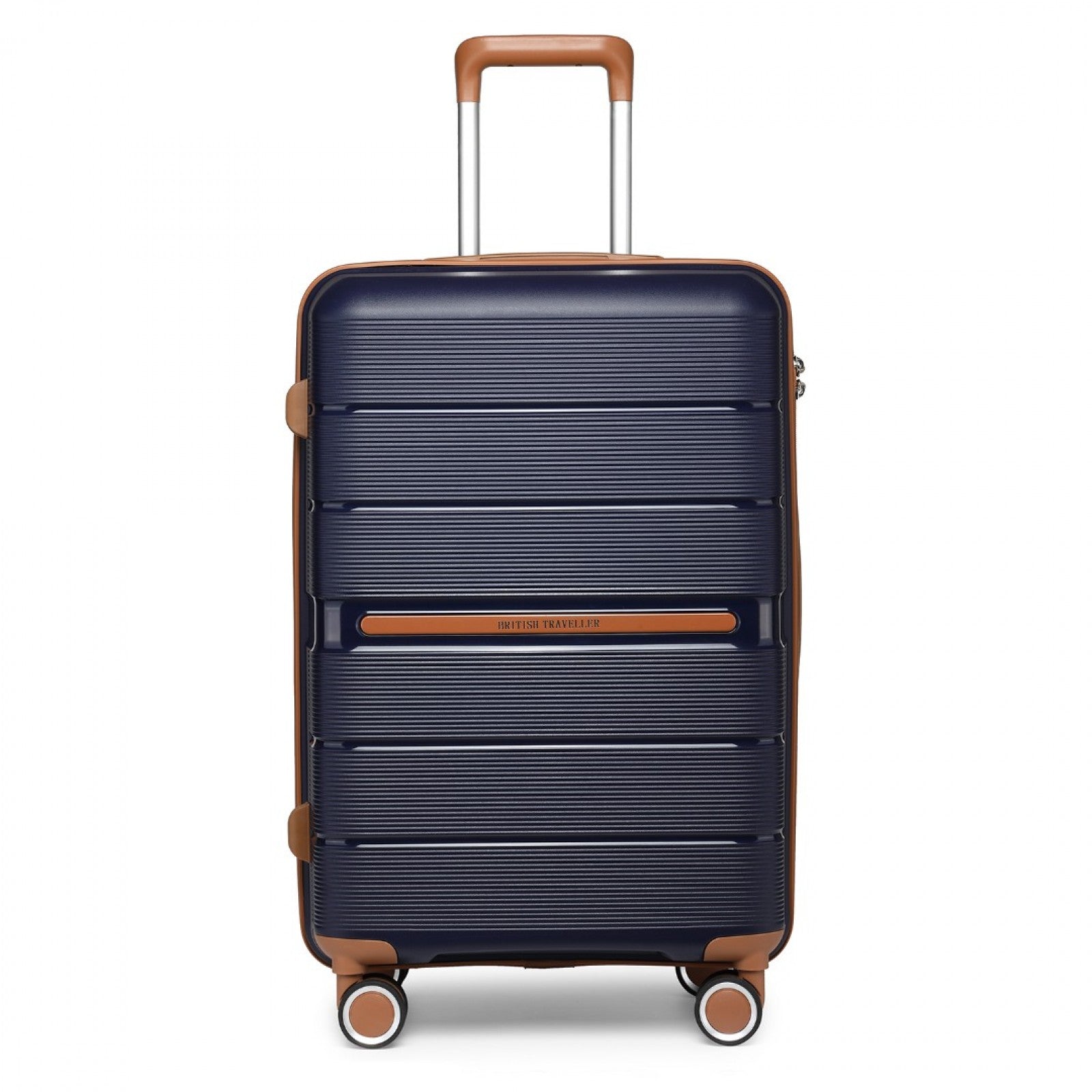 British Traveller Multi-Texture Polypropylene Hard Shell Suitcase With TSA Lock (K2392L) - Navy