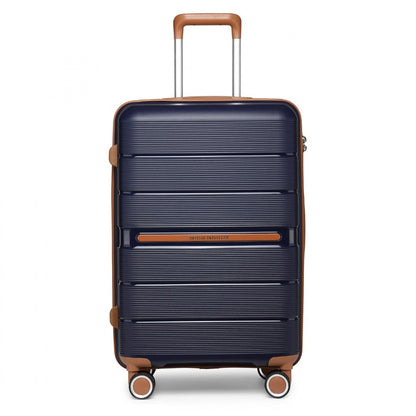 British Traveller Multi-Texture Polypropylene Hard Shell Suitcase With TSA Lock (K2392L) - Navy