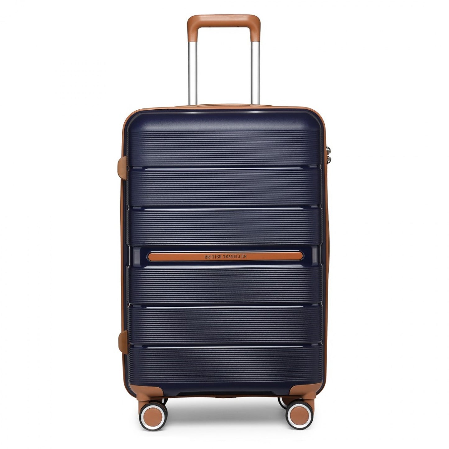 British Traveller 3 Pcs Multi-Texture Polypropylene Hard Shell Suitcase With TSA Lock (K2392L) - Navy