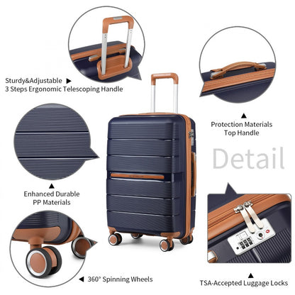 British Traveller Multi-Texture Polypropylene Hard Shell Suitcase With TSA Lock (K2392L) - Navy