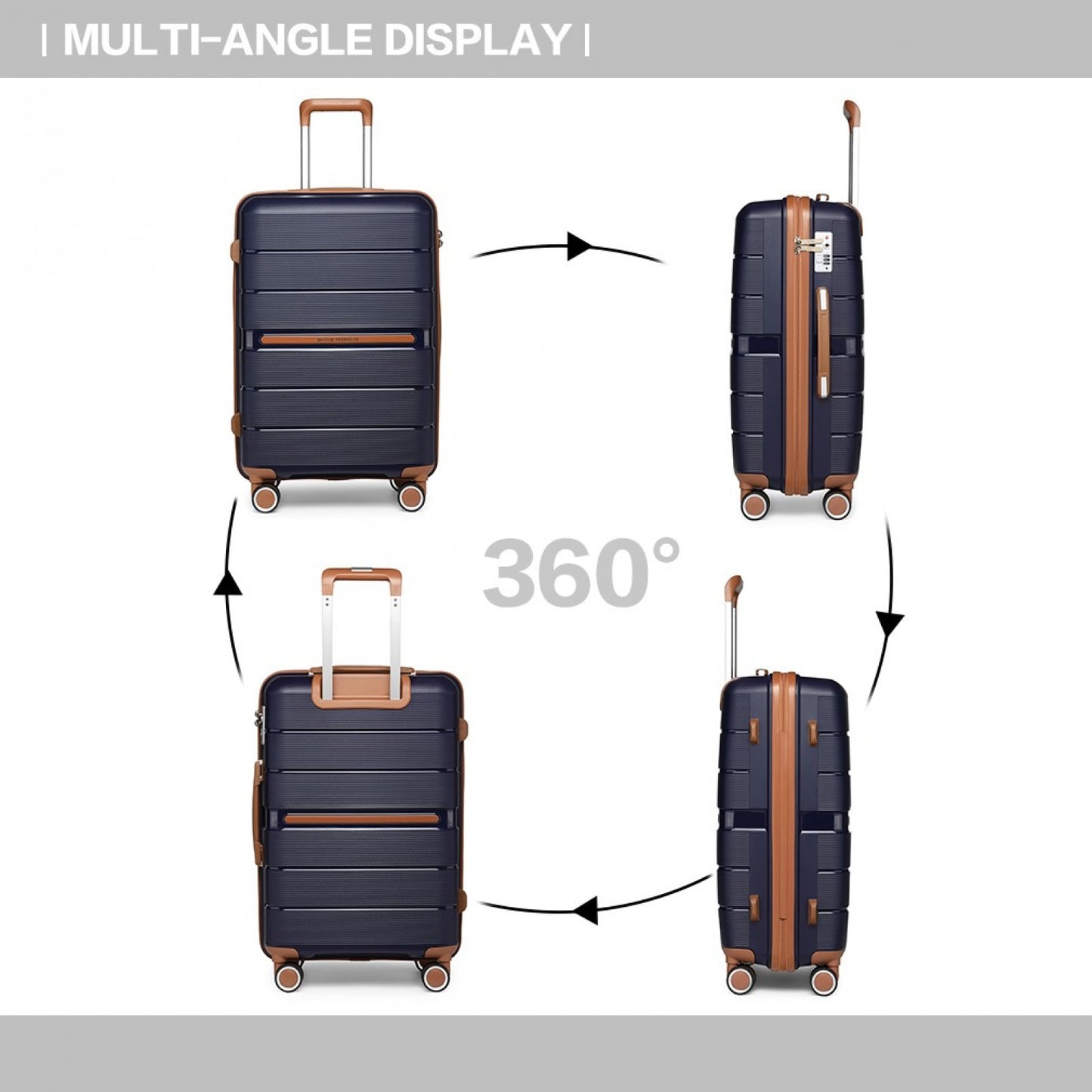 British Traveller Multi-Texture Polypropylene Hard Shell Suitcase With TSA Lock (K2392L) - Navy