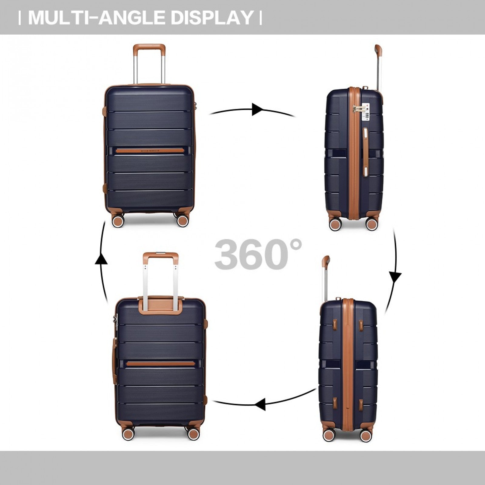 British Traveller Multi-Texture Polypropylene Hard Shell Suitcase With TSA Lock (K2392L) - Navy