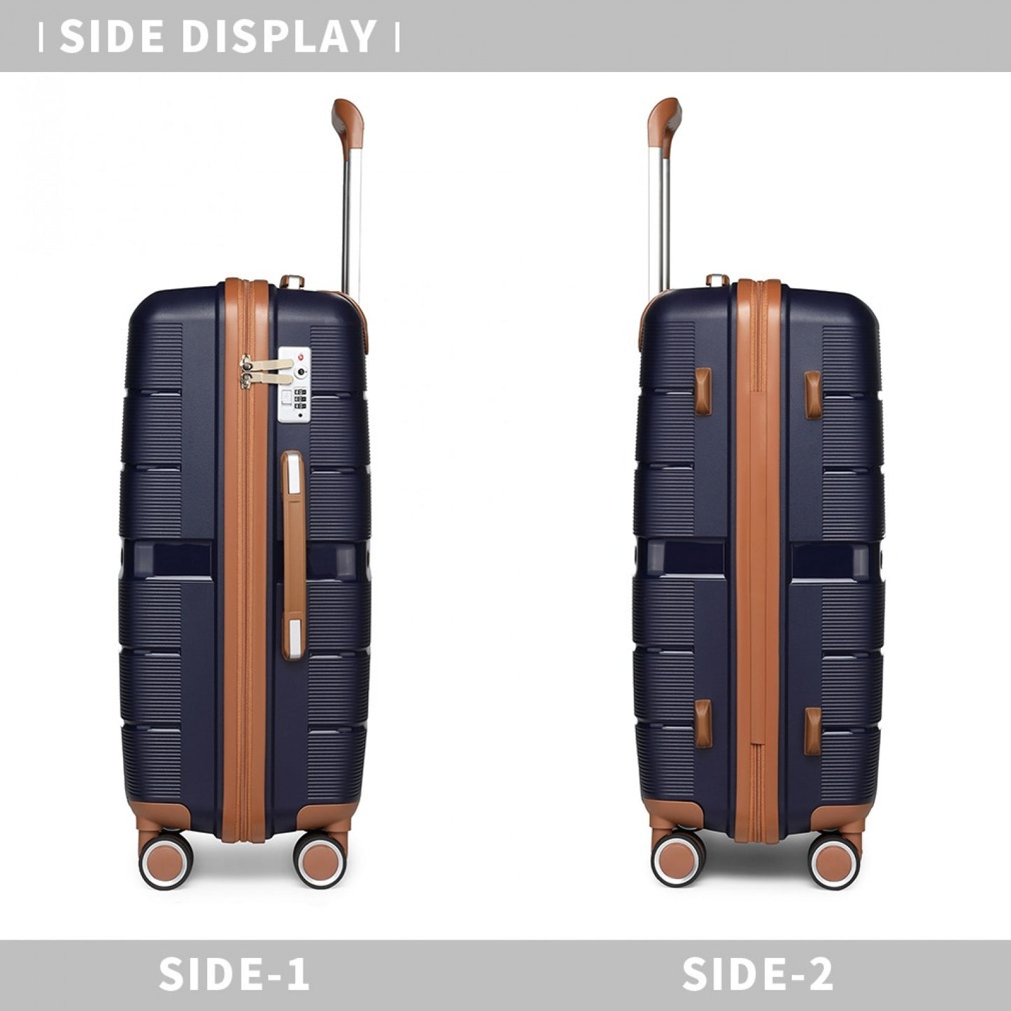 British Traveller Multi-Texture Polypropylene Hard Shell Suitcase With TSA Lock (K2392L) - Navy