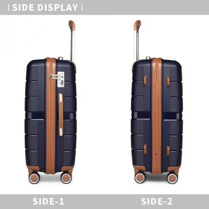 British Traveller Multi-Texture Polypropylene Hard Shell Suitcase With TSA Lock (K2392L) - Navy