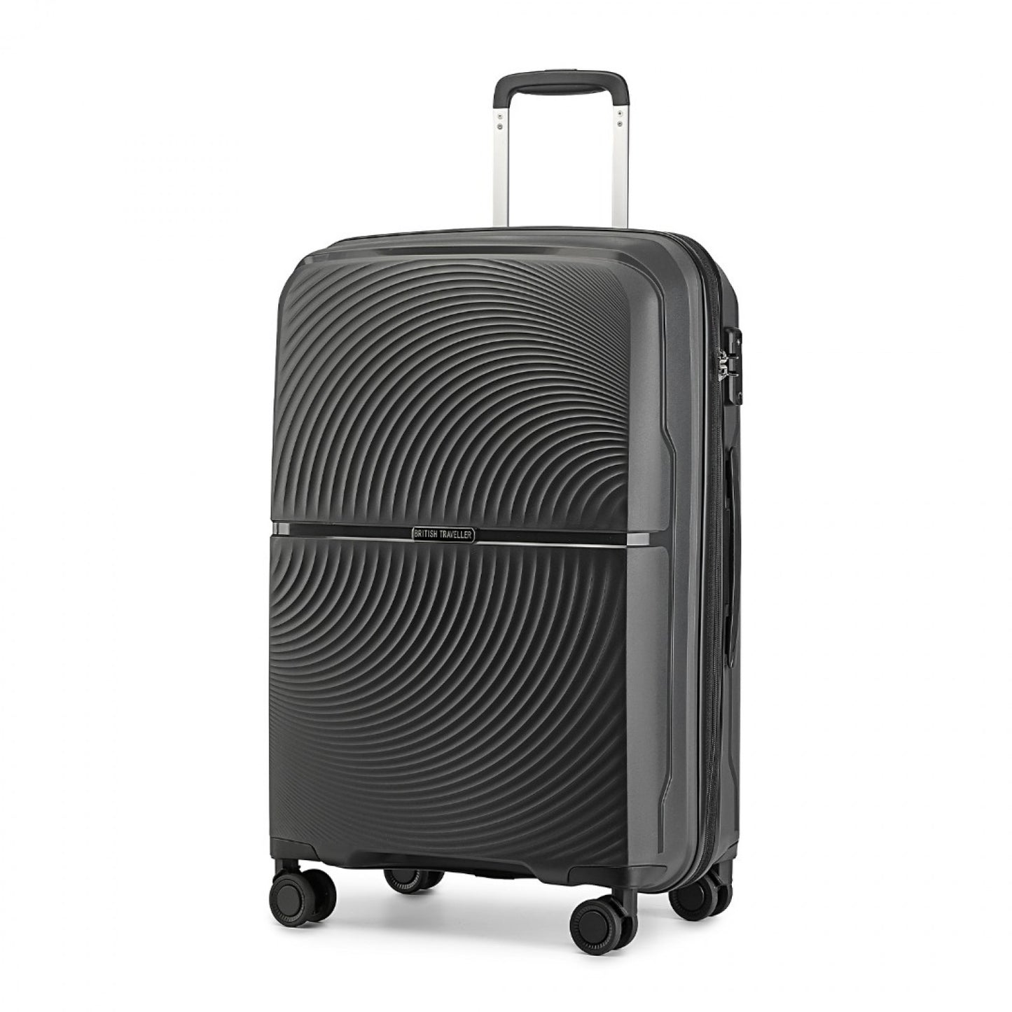 British Traveller Spinner Hard Shell PP Suitcase With TSA Lock (K2393L) - Black
