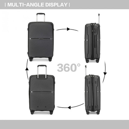 British Traveller Spinner Hard Shell PP Suitcase With TSA Lock (K2393L) - Black