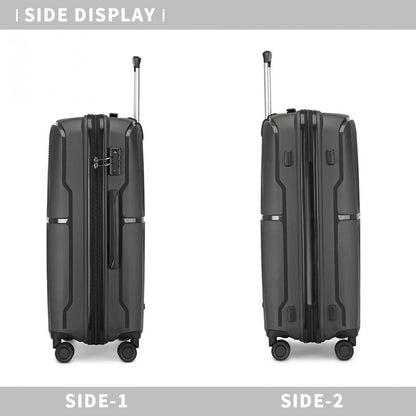 British Traveller Spinner Hard Shell PP Suitcase With TSA Lock (K2393L) - Black