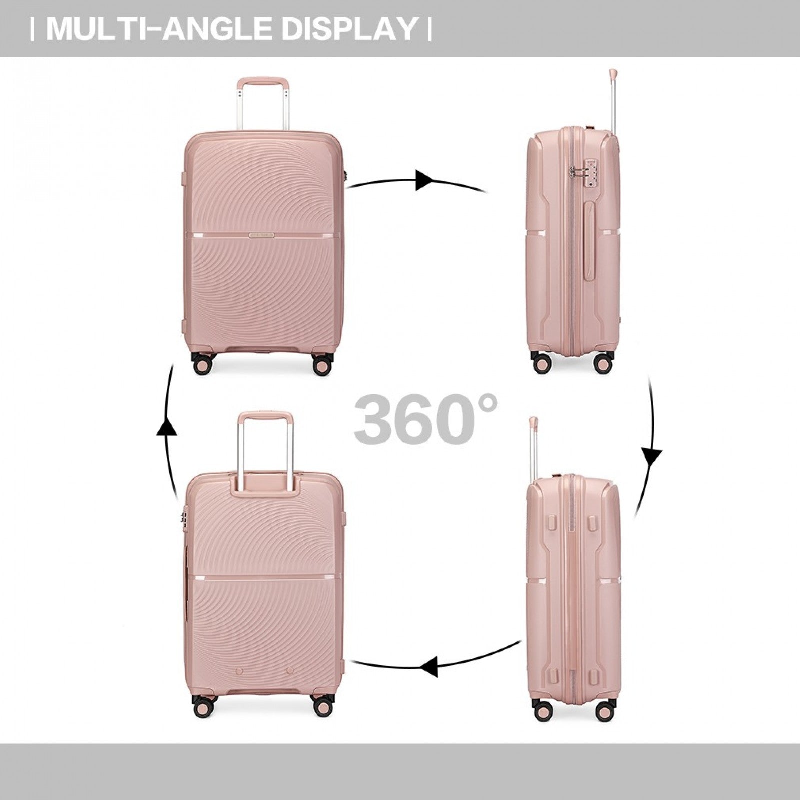 British Traveller Spinner Hard Shell PP Suitcase With TSA Lock (K2393L) - Nude