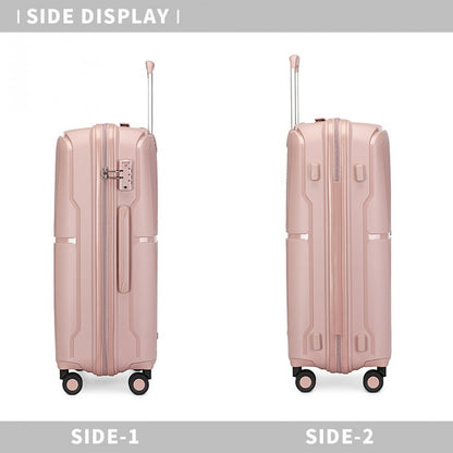 British Traveller 3 Pcs Set Spinner Hard Shell PP Suitcase With TSA Lock (K2393L) - Nude