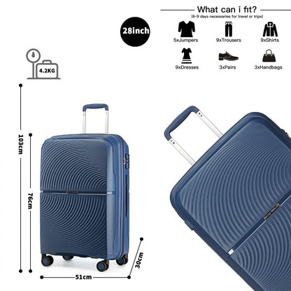 British Traveller Spinner Hard Shell PP Suitcase With TSA Lock (K2393L) - Navy