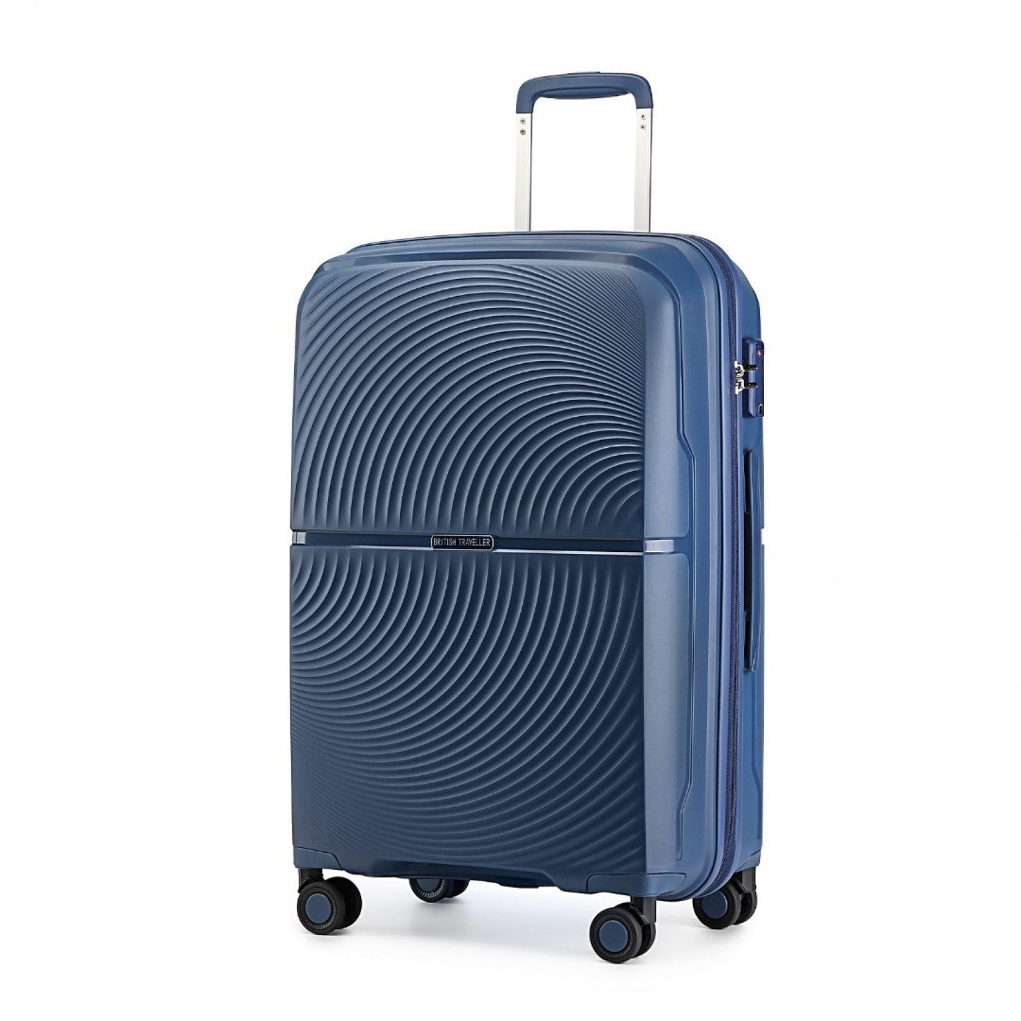 British Traveller Spinner Hard Shell PP Suitcase With TSA Lock (K2393L) - Navy