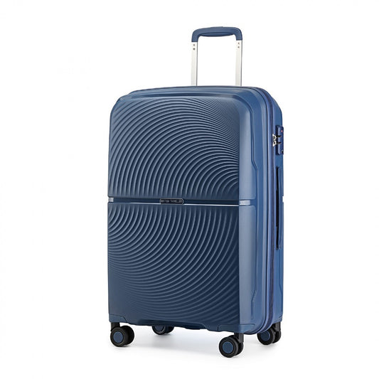 British Traveller Spinner Hard Shell PP Suitcase With TSA Lock (K2393L) - Navy