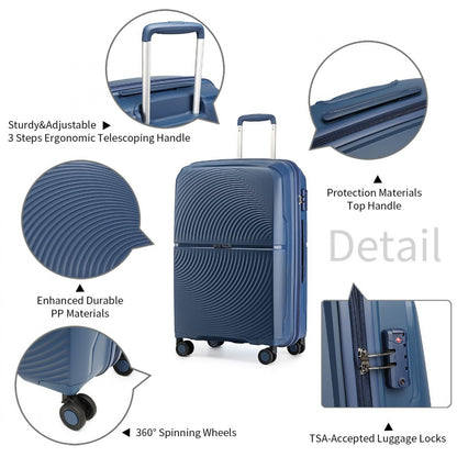 British Traveller Spinner Hard Shell PP Suitcase With TSA Lock (K2393L) - Navy