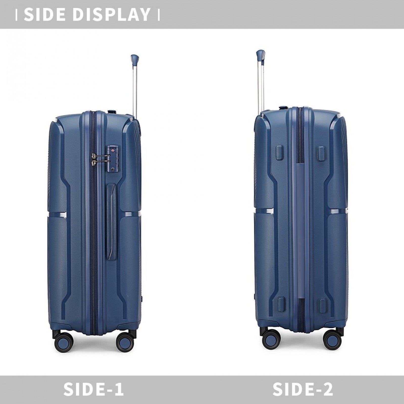British Traveller Spinner Hard Shell PP Suitcase With TSA Lock (K2393L) - Navy