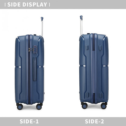 British Traveller Spinner Hard Shell PP Suitcase With TSA Lock (K2393L) - Navy
