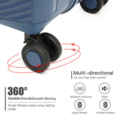 British Traveller Spinner Hard Shell PP Suitcase With TSA Lock (K2393L) - Navy