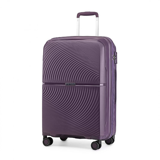 British Traveller Spinner Hard Shell PP Suitcase With TSA Lock (K2393L) - Purple