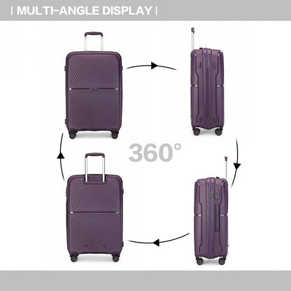 British Traveller Spinner Hard Shell PP Suitcase With TSA Lock (K2393L) - Purple