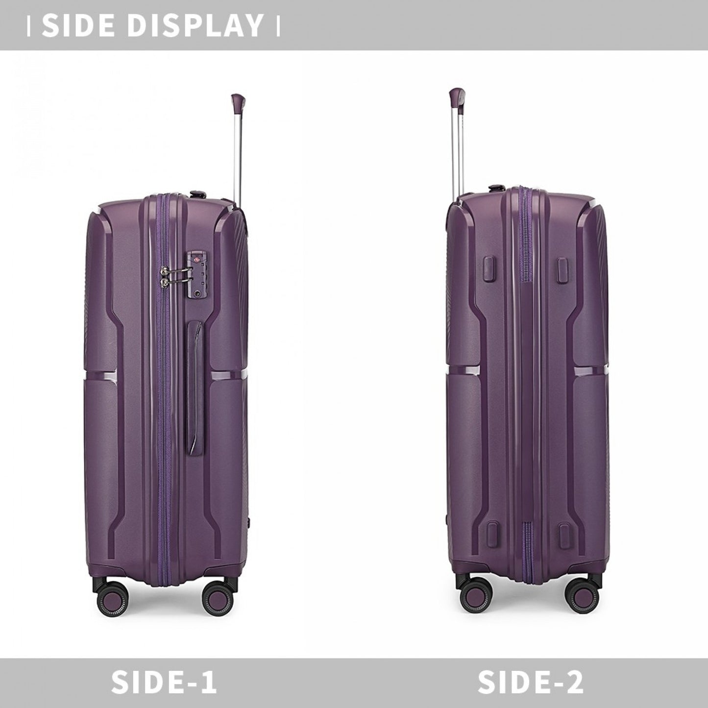 British Traveller Spinner Hard Shell PP Suitcase With TSA Lock (K2393L) - Purple