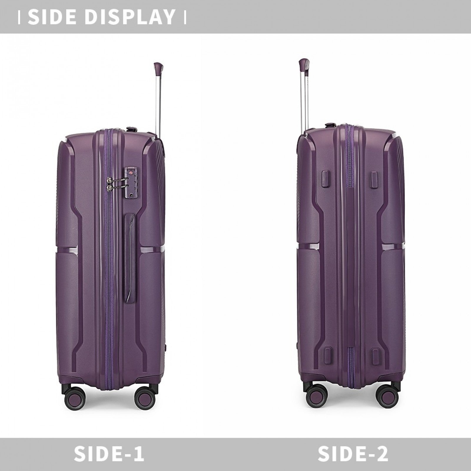 British Traveller Spinner Hard Shell PP Suitcase With TSA Lock (K2393L) - Purple